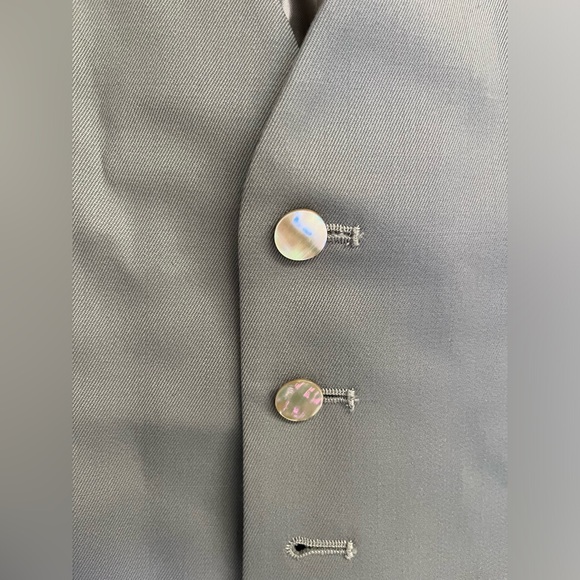 Grey Silver Vest with Pearlescent Buttons - Picture 3 of 7